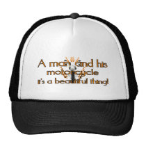 A man and his motorcycle hats