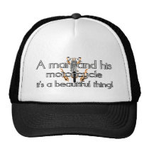 A man and his motorcycle hats