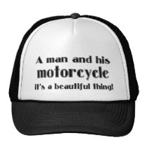 A man and his motorcycle hats