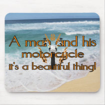 A man and his motorcycle mousepads
