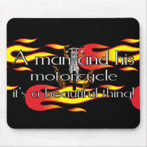 A man and his motorcycle mousepads