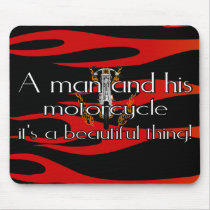 A man and his motorcycle mousepads