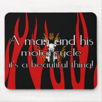 A man and his motorcycle mousepads