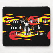 A man and his motorcycle mousepads