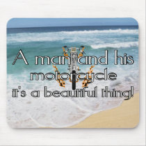 A man and his motorcycle mousepads
