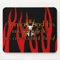 A man and his motorcycle mousepads