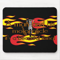 A man and his motorcycle mousepads