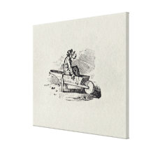 A Man in a Wheelbarrow Stretched Canvas Print