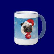 A Merry Christmas Pug Mug mugs