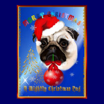 A Merry Christmas Pug Poster posters
