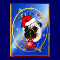 A Merry Christmas Pug Poster posters