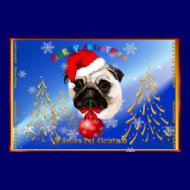 A Merry Christmas Pug Yard Sign posters