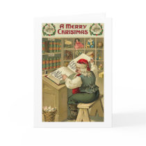 A Merry Christmas Santa in Workshop Card