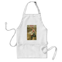 A Merry Christmas Santa in Workshop Card Aprons