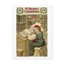A Merry Christmas Santa in Workshop Card