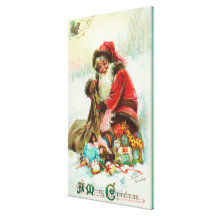 A Merry Christmas Santa Packing Toys in his Canvas Print