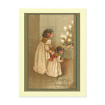 A Merry Christmas With Two Victorian Girls Postcard