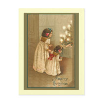 A Merry Christmas With Two Victorian Girls Postcard