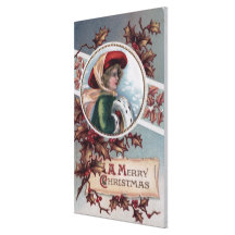 A Merry ChristmasKid in Winter Apparel Gallery Wrapped Canvas