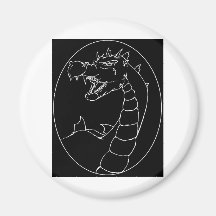 A Mighty Dragon (lined design) Magnets