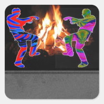 À moitié blanc + Danse de zombi de feu Autocollant