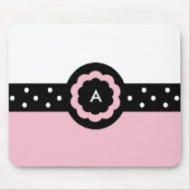 A :: Monogram A Dotted Pink & White Mousepad