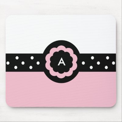 A :: Monogram A Dotted Pink & White Mousepad by 369Design
