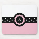 A :: Monogram A Dotted Pink & White Mousepad