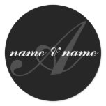"a" monogram label round stickers