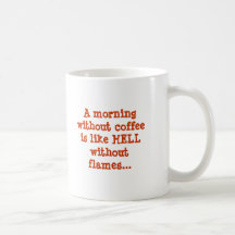 A morning without coffee is like HELL without f... Coffee Mugs