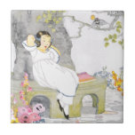 A Nap on Garden Bench Under Cherry Tree Tile