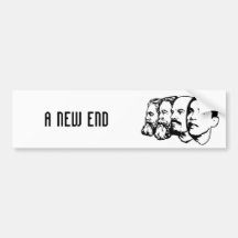 A NEW END bumper sticker