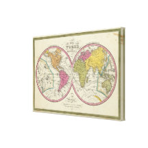 A New Map Of The World on the Globular Projection Canvas Prints