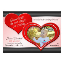 À nos coeurs - annonces rouges d'adoption de coeur cartons d'invitation