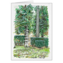 A Pagoda in Japanese Garden Cards