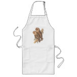 A Pair of Masked Barn Owls on a branch (painting). Apron