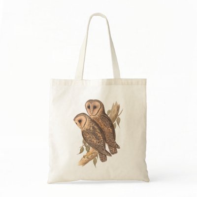 A Pair of Masked Barn Owls on a branch (painting). Canvas Bag by super_cool