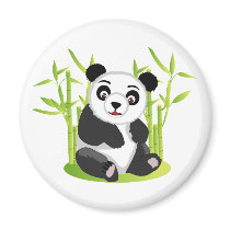 A Panda and his Bamboo Fridge Magnet