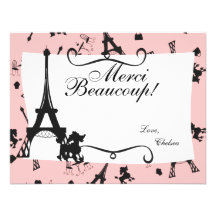 A Parisian Party thank you note in Pink Personalized Invite
