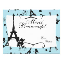 A Parisian Party thank you note in Pink Custom Announcement