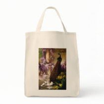A Peacock and Doves in a Garden Print Bag