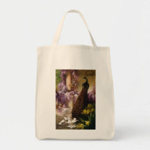 A Peacock and Doves in a Garden Print Bag