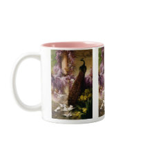 A Peacock and Doves in a Garden Print Mugs