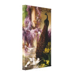 A Peacock and Doves in a Garden Wrapped Canvas Gallery Wrap Canvas