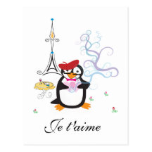 A Penguin in Paris Postcard