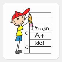 A Plus Kid Square Stickers