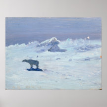 A Polar Bear Hunting in Moonlit Night, 1899 Posters