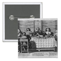 A Protestant family blessing the meal Pinback Buttons
