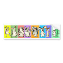 A Rabbit Rainbow Cartoon Bumper Sticker