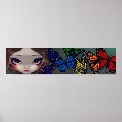 A Rainbow of Butterflies fairy Art Print by strangeling